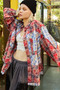 POL Plaid Patchwork Long Sleeve Shirt with Raw Edge Detail