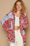 POL Plaid Patchwork Long Sleeve Shirt with Raw Edge Detail