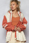 POL Raw Hem Color Block Hooded Jacket