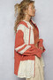 POL Raw Hem Color Block Hooded Jacket