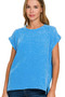Zenana Woven Double Gauze Acid Washed Short Sleeve Top