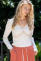 POL Floral V-Neck Long Sleeve T-Shirt
