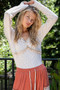 POL Floral V-Neck Long Sleeve T-Shirt