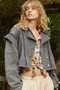 POL Cropped Denim Jacket with Functional Zipper Detail