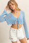 HYFVE Tied Front Crochet Cropped Cardigan