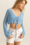 HYFVE Tied Front Crochet Cropped Cardigan