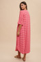 Annie Wear Striped Round Neck Terry Midi Dress