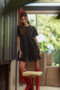 Annie Wear Mineral Washed Round Neck Short Sleeve Denim Dress