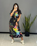 Women'S Fashion Digital Printing Casual Loose Short Sleeve Swing Dress