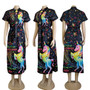 Women'S Fashion Digital Printing Casual Loose Short Sleeve Swing Dress