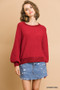 Puff Sleeve Boat Neck Sweater​​