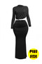 Plus Size Shirring Detailed Top & Long Skirt Set​