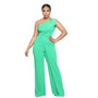 Sexy Sleeveless One Shoulder High Waist Career Jumpsuit