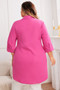 Plus A Line Button Loose Fit Pockets Solid Dress