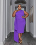 Summer Solid Color Sleeveless Slash Shoulder Plus Size Women'S Midi Dress