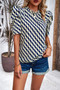 Puff Sleeves Allover Print Knot Loose Fit Top