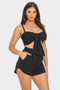 Front Oversized Bow Twisted Tie Top And Shorts Set​​