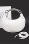 Faux Leather Braided Metal Handle Clutch