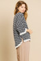 Heathered Striped Knit Bell Sleeve Round Neck Top​