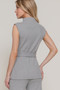 Sleeveless Mock Neck Waist Belt Rib Knit Top​​