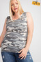 Rayon Rib Printed Knit Tank Top​