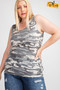 Rayon Rib Printed Knit Tank Top​