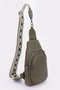 Faux Leather Sling Bag W/Multi Color Strap
