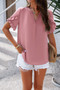 V Neck Ruffle Sleeve Flowy Loose Shirt