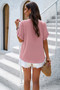 V Neck Ruffle Sleeve Flowy Loose Shirt