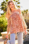 Strap Halter Neck Balloon Sleeve Floral Print Top