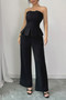 Off Shoulder Back Hide Zipper Pleated Fit Jumpsuit