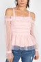 Sheer Mesh Open Shoulder Top