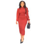 Chic Slit Long Sleeve Elegant Midi Women'S Dress