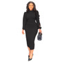 Chic Slit Long Sleeve Elegant Midi Women'S Dress