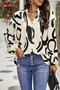 Floral V Neck Button Ruffle Long Sleeve Top