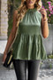 Sleeveless Ruffle Trim Ruffle Hem Loose Top