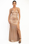Ruched Side Slit Lace-Up Maxi Dress​​​