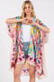 Multi Colored Heart Print Silky Feel Kimono