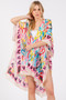 Multi Colored Heart Print Silky Feel Kimono