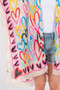 Multi Colored Heart Print Silky Feel Kimono