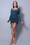 Sexy & Chic Long Sleeve Square Neck Ruching Tie Basic Dress​​
