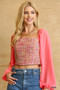 Tweed Bodice And Chiffon Square Top With Back Zipper​