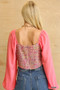 Tweed Bodice And Chiffon Square Top With Back Zipper​