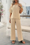 Two Pieces Outfits Knitted Crew Neck Button Set