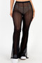 Poly Mesh Front Slit High Waist Flared Pants