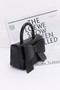 Faux Leather Ribbon Top Handle Bag
