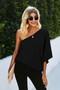 Solid Asymmetrical Collar Dolman Tunic Top