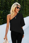 Solid Asymmetrical Collar Dolman Tunic Top