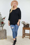 Solid Round Neck 3/4 Sleeve Sweater Top​