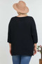 Solid Round Neck 3/4 Sleeve Sweater Top​